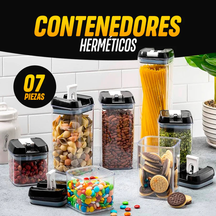 Set de 7 recipientes herméticos para cocina